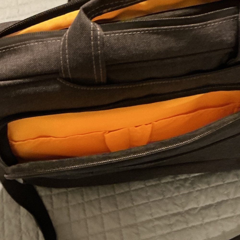 Grey Canvas Laptop Briefcase Bag - Picture 6 of 10